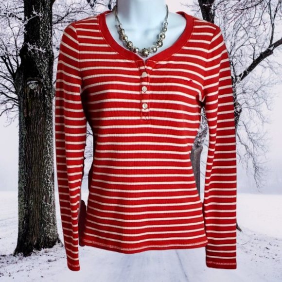 Hollister Tops - Hollister Orange & White Striped Shirt